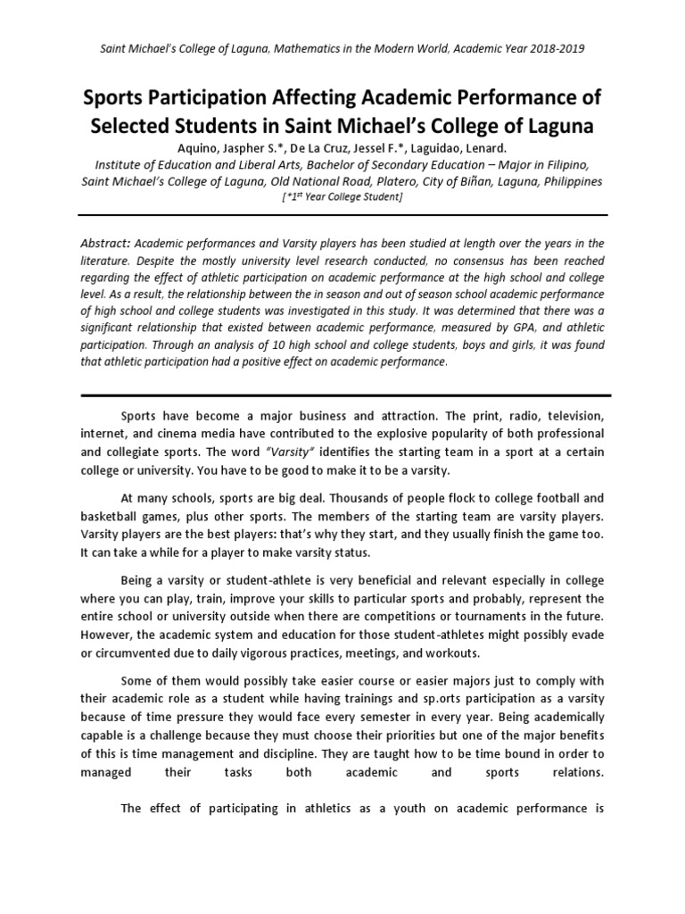 Impact of Sports on Student GPA | PDF | College | Sports