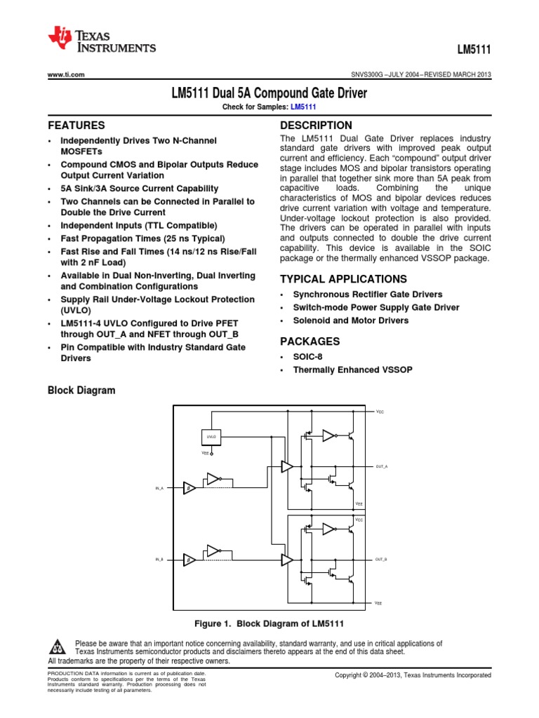 lm5111 PDF | PDF | Field Effect Transistor | Mosfet