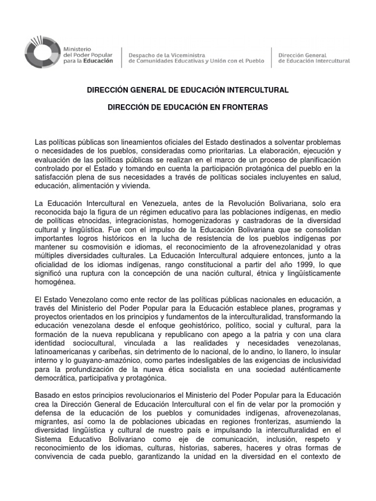 Educación en Fronteras (Copia) | PDF | Interculturalidad | Venezuela, image size:768x1024