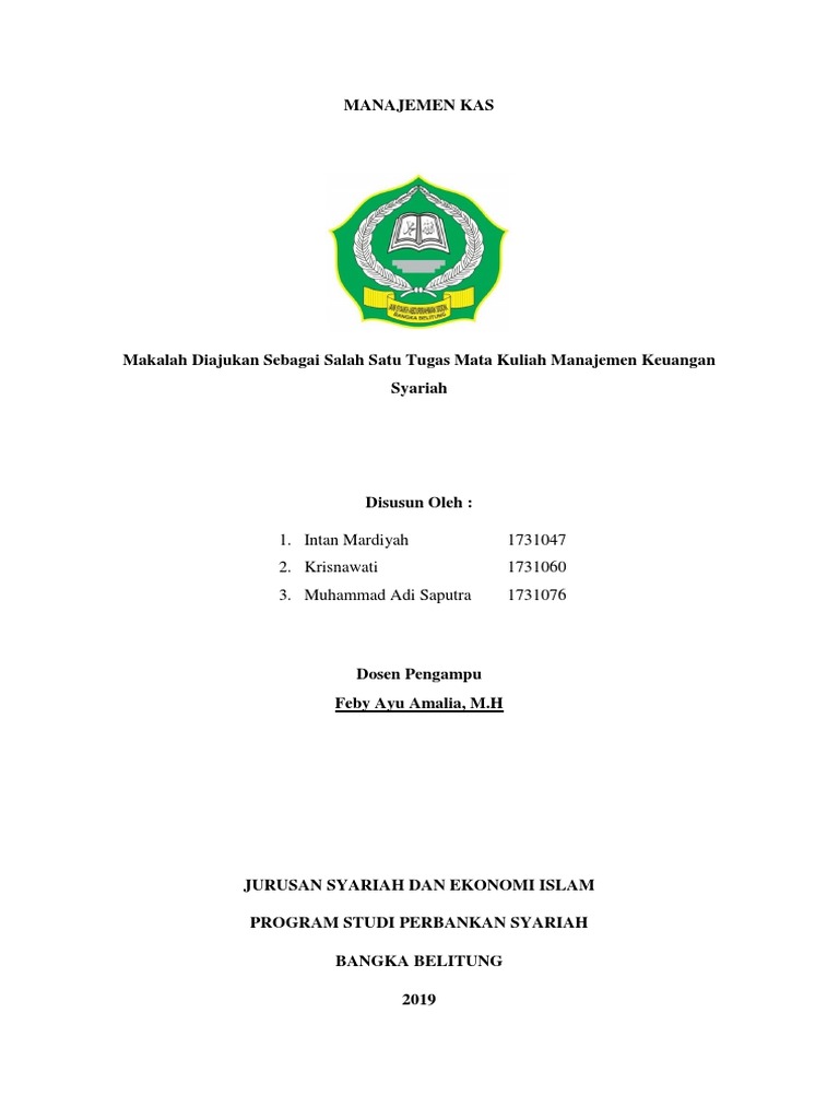 Manajemen Kas 1 Intan Mardiyah 1731047 2 Krisnawati 1731060 3 Muhammad Adi Saputra 1731076
