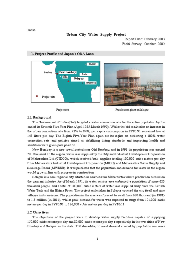 Urban City Water Supply Project: India | PDF | Drinking Water | Water ...