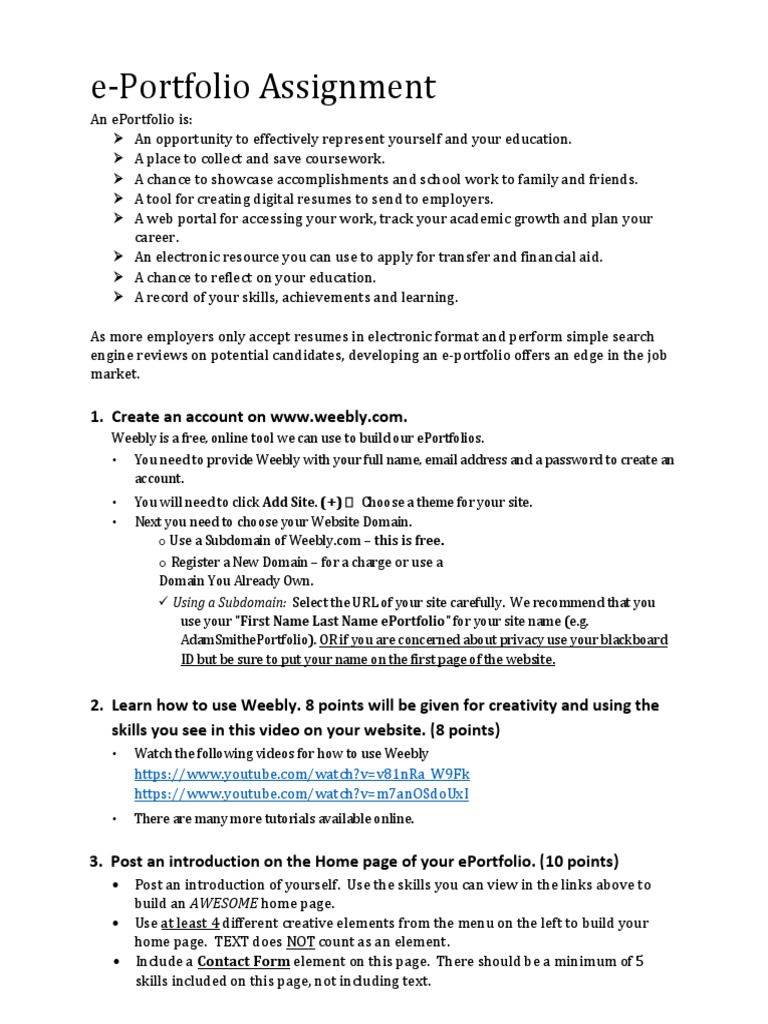 E Portfolio Assignment Pdf Domain Name Websites