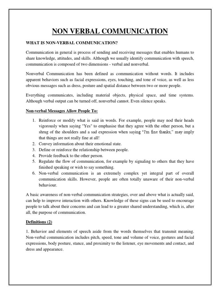 Understanding Nonverbal Communication | PDF | Nonverbal Communication ...