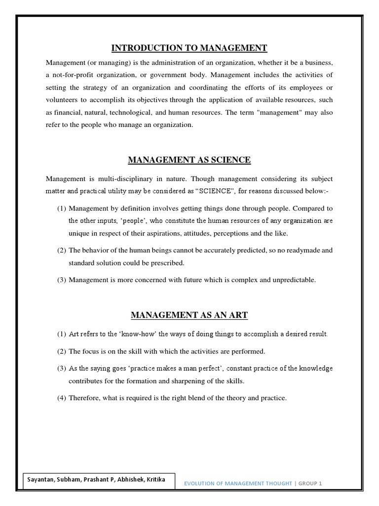 Evolution of Management Thought | PDF | Bureaucracy | Social Group