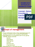 Concept, Nature Principles & Functions of Management: Rukmini Devi Institute of Advanced Studies
