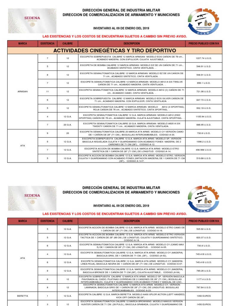 Inventario de Armas de Fuego 2023 | PDF | Escopeta | Munición