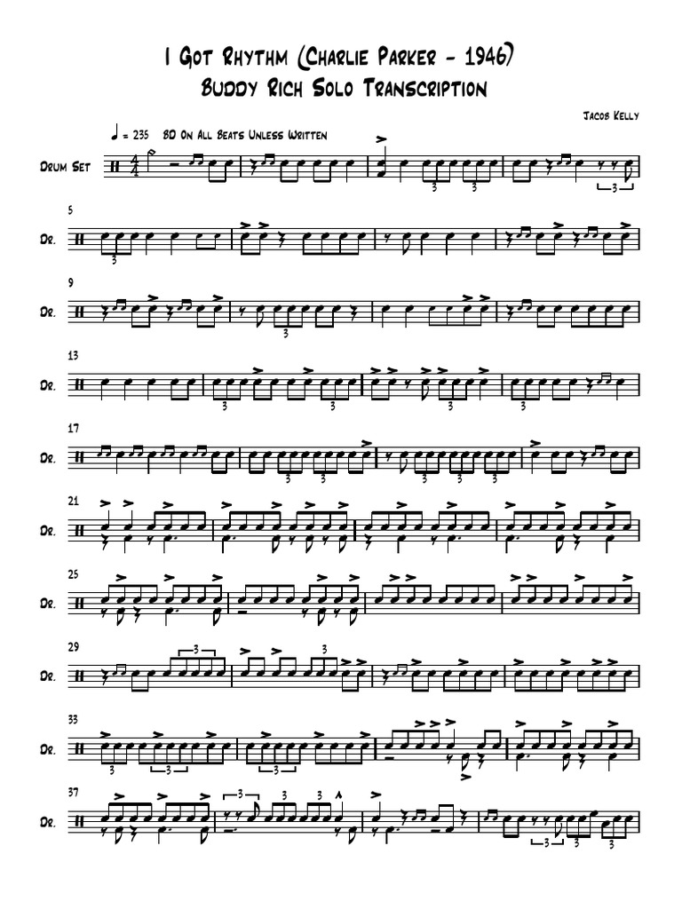 I Got Rhythm Buddy Rich Solo Transcription Full Score Pdf