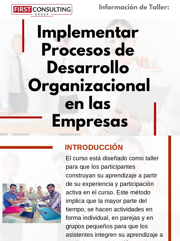 Taller para Implementar Procesos de Desarrollo Organizacional en Las ...