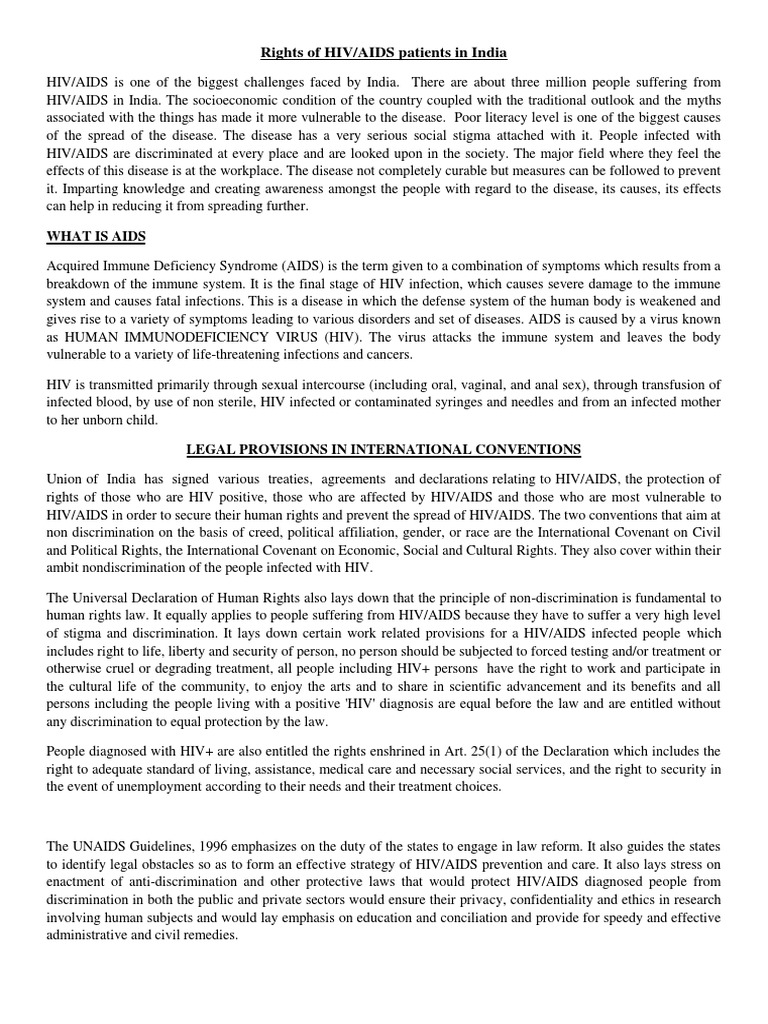 Rights of HIV/AIDS Patients in India | PDF | Hiv/Aids | Immunodeficiency