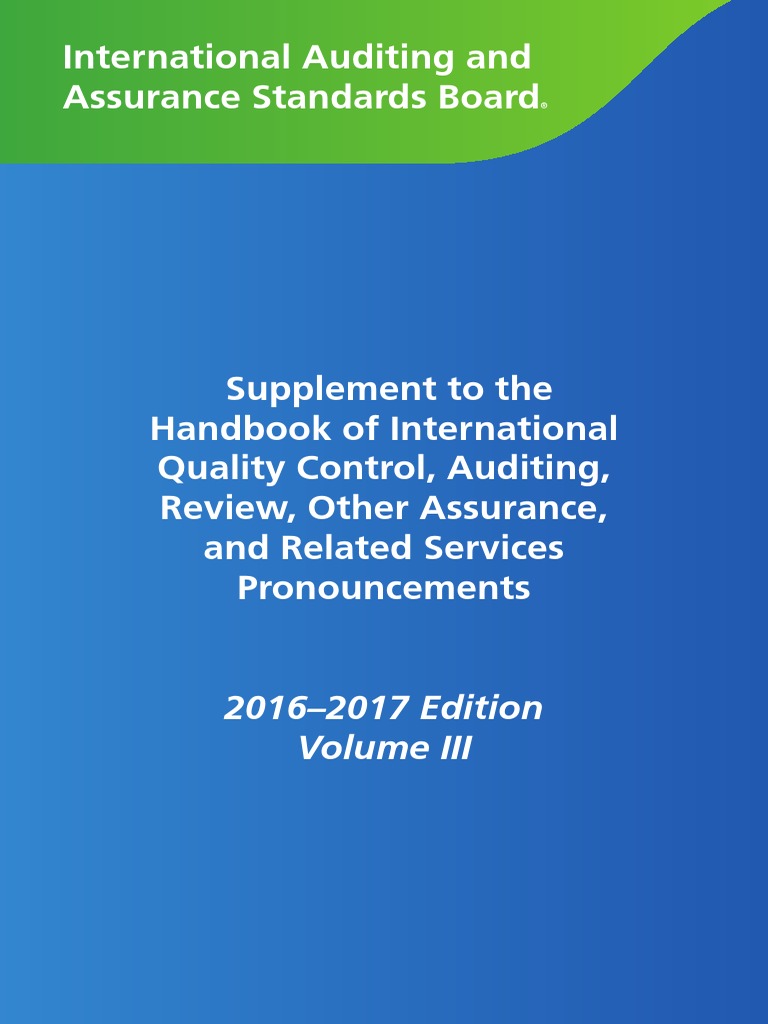 2016 2017 IAASB Handbook Volume 3 PDF | PDF | Financial Audit | Audit