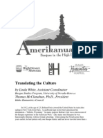 Translating The Culture: by Linda White, Assistant Coordinator Thomas Mcclanahan, PH.D., President