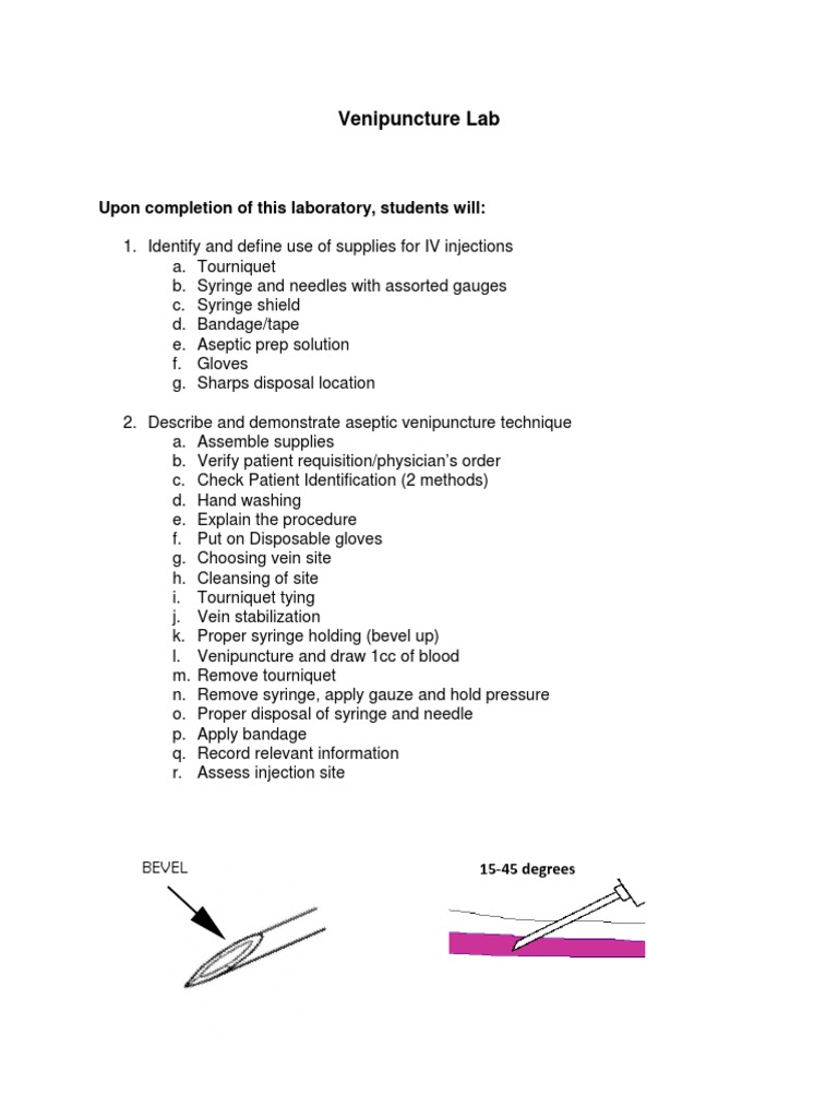 Venipuncture Lab Orientation 2018 PDF Syringe Medical Specialties