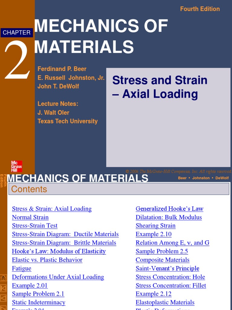 Mechanics of Materials: Stress and Strain - Axial Loading | PDF ...