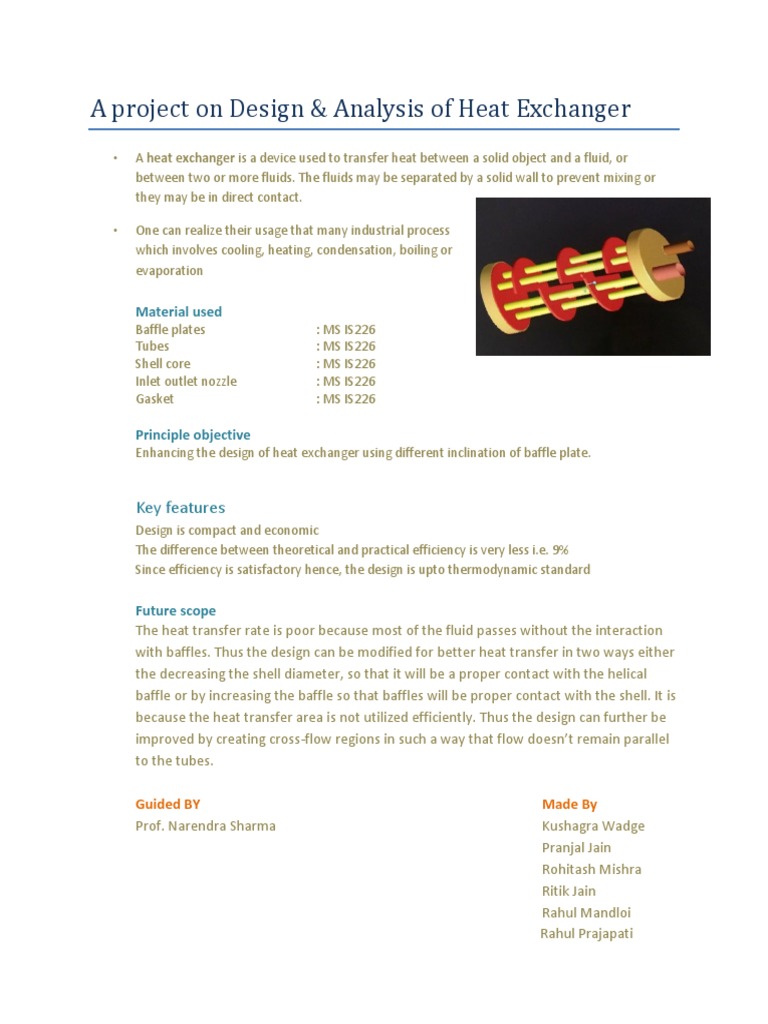 Design & Analysis of Heat Exchanger | PDF