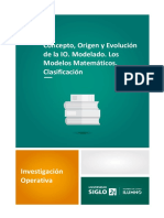 1. Concepto, Origen y Evolución de La IO Modelado Los Modelos Matemáticos Clasificación