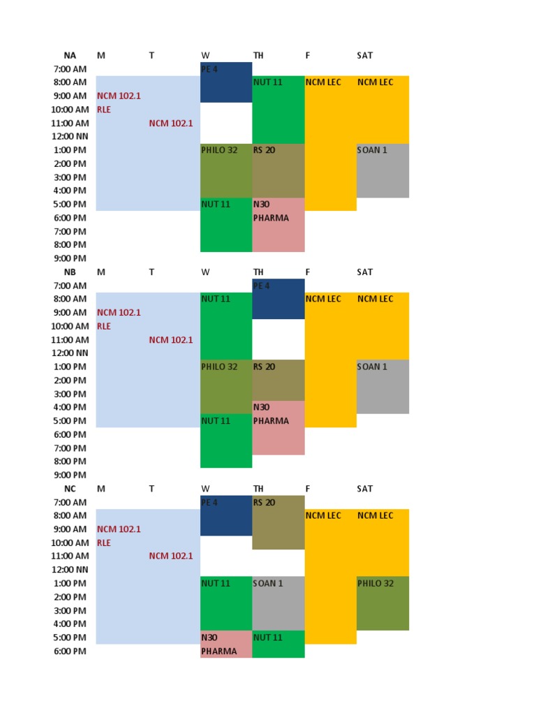 2nd Year BSN Schedule PDF