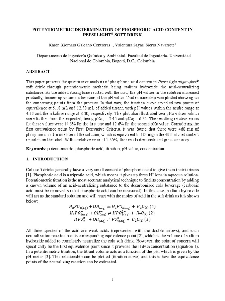 Determination of phosphoric acid content in pepsi light soft drink.pdf