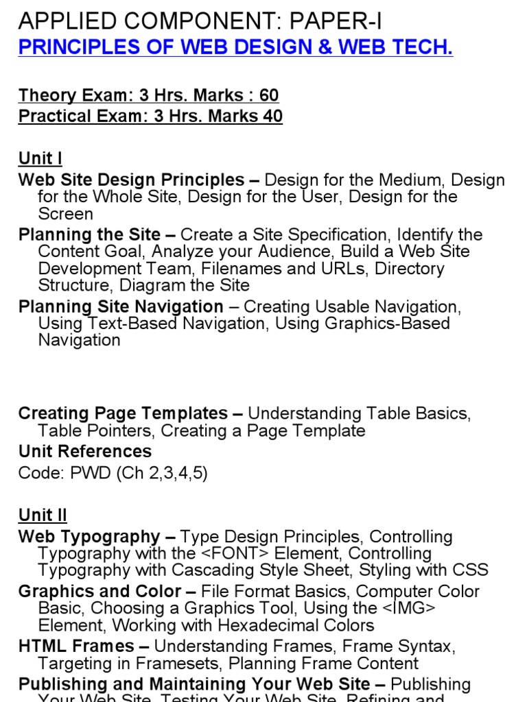 Web Site Design Principles - New - Temp | PDF | Html Element | World ...