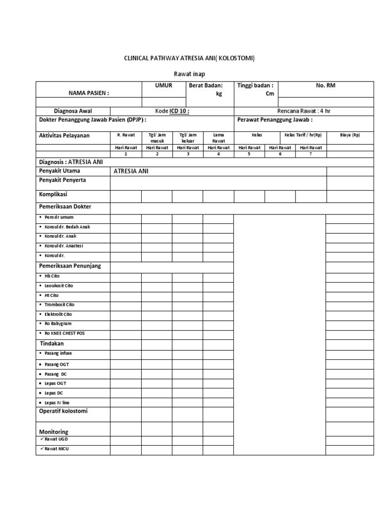 Clinical Pathway Atresia Ani | PDF