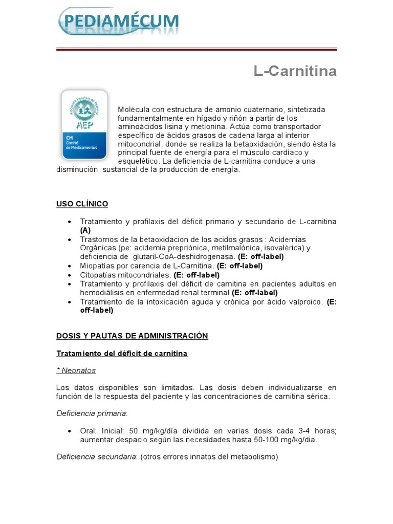 L Carnitina | PDF | Especialidades Medicas