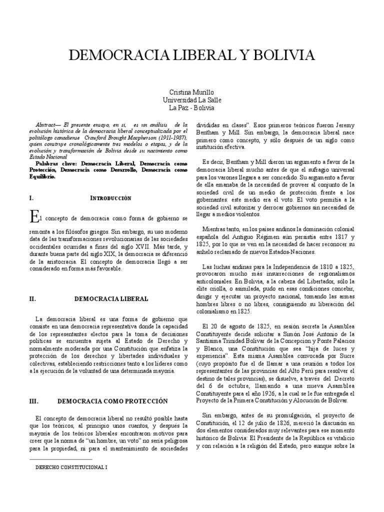 Evolución de la democracia liberal en Bolivia | PDF | Bolivia | Votación