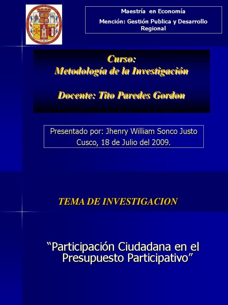 El Presupuesto Participativo | PDF | Presupuesto | Presupuesto del gobierno