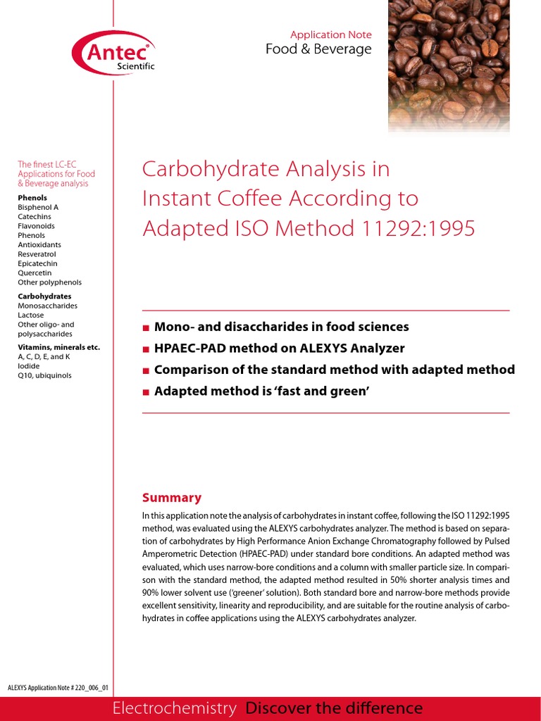 220 - 006 - 01 - Carbohydrate Analysis in Instant Coffee | PDF | High ...