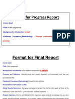 Format For Progress Report: - Cover Sheet - Title - Background / Introduction - Fieldwork Procedures/Methodology