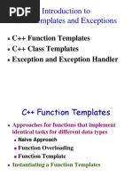 Introduction To C++ Templates and Exceptions