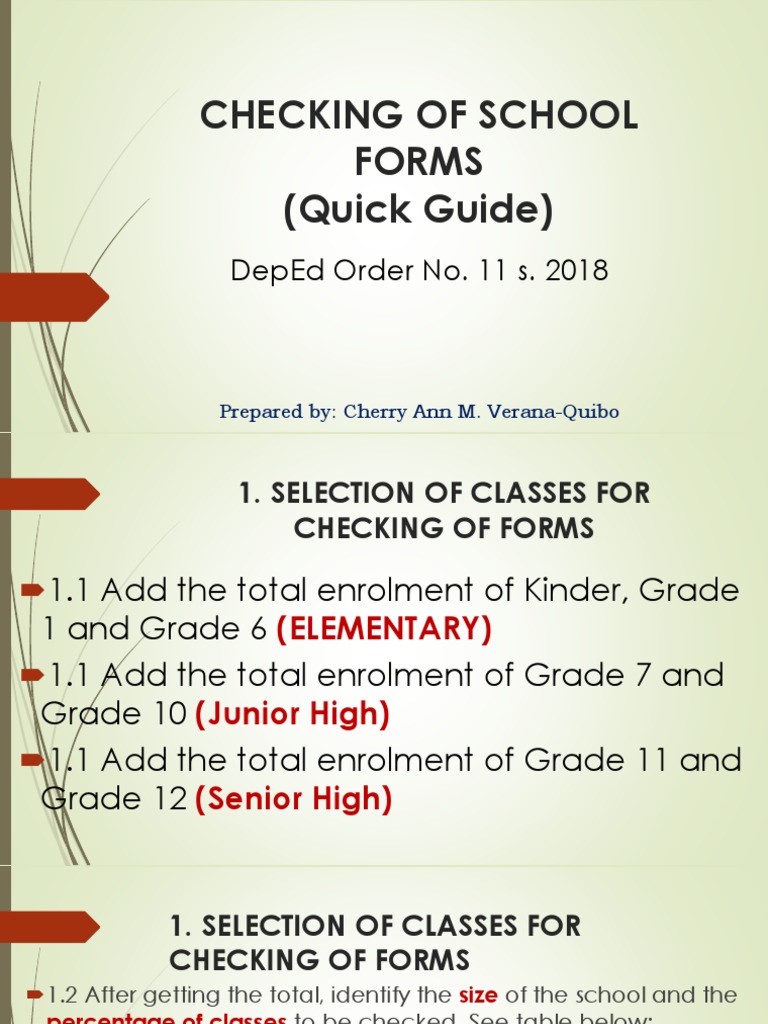 Checking of School Forms (Quick Guide) : Deped Order No. 11 S. 2018 ...