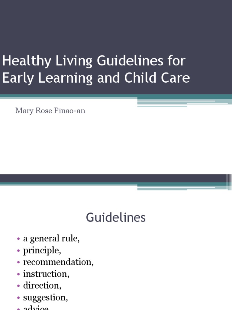 Healthy Living Guidelines For Early Learning and Child | PDF | Eating ...