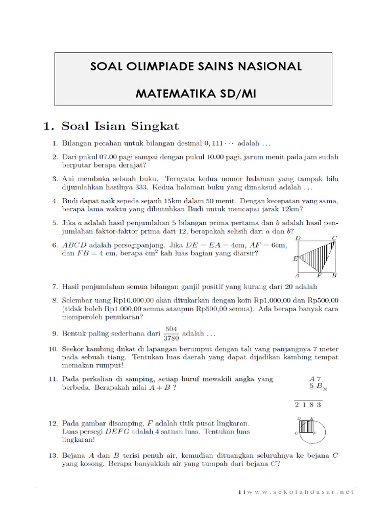 Soal O2sn Sd-Mi PDF | PDF