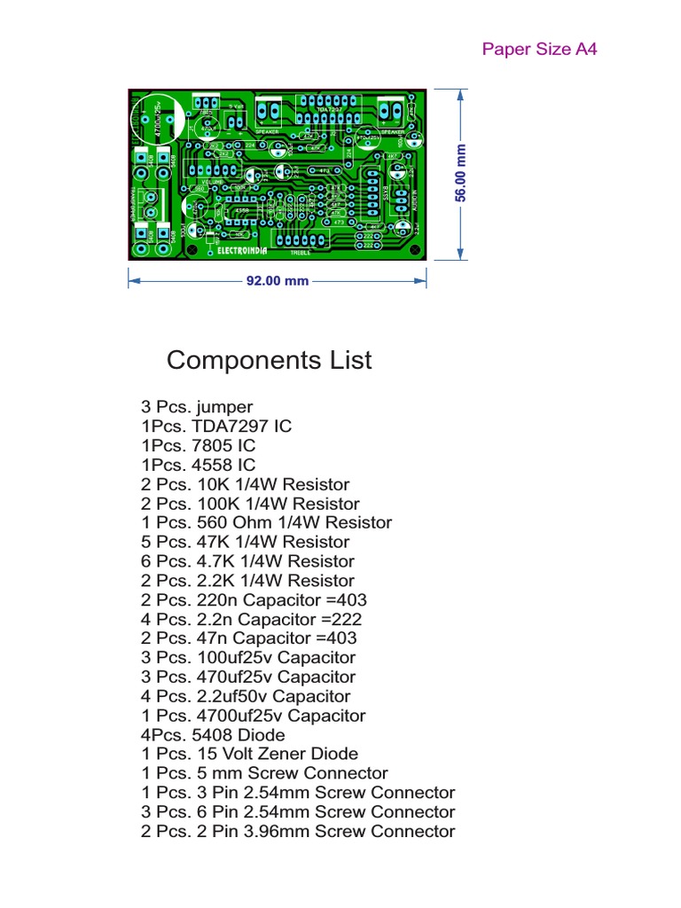 TDA7297 IC With Bass Treble Controller Stereo Audio Amplifier Board DIY