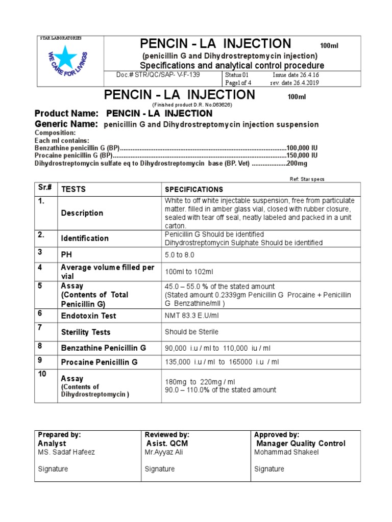Veterinary Injection Specs | PDF | Sterilization (Microbiology ...