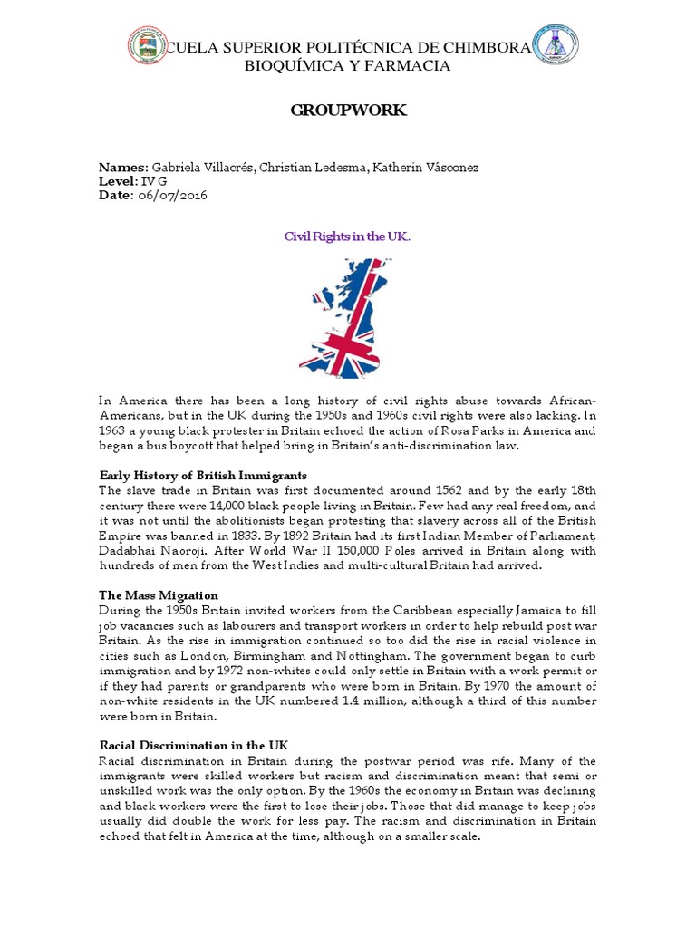 Civil Rights History in the UK | PDF | Discrimination | Racism