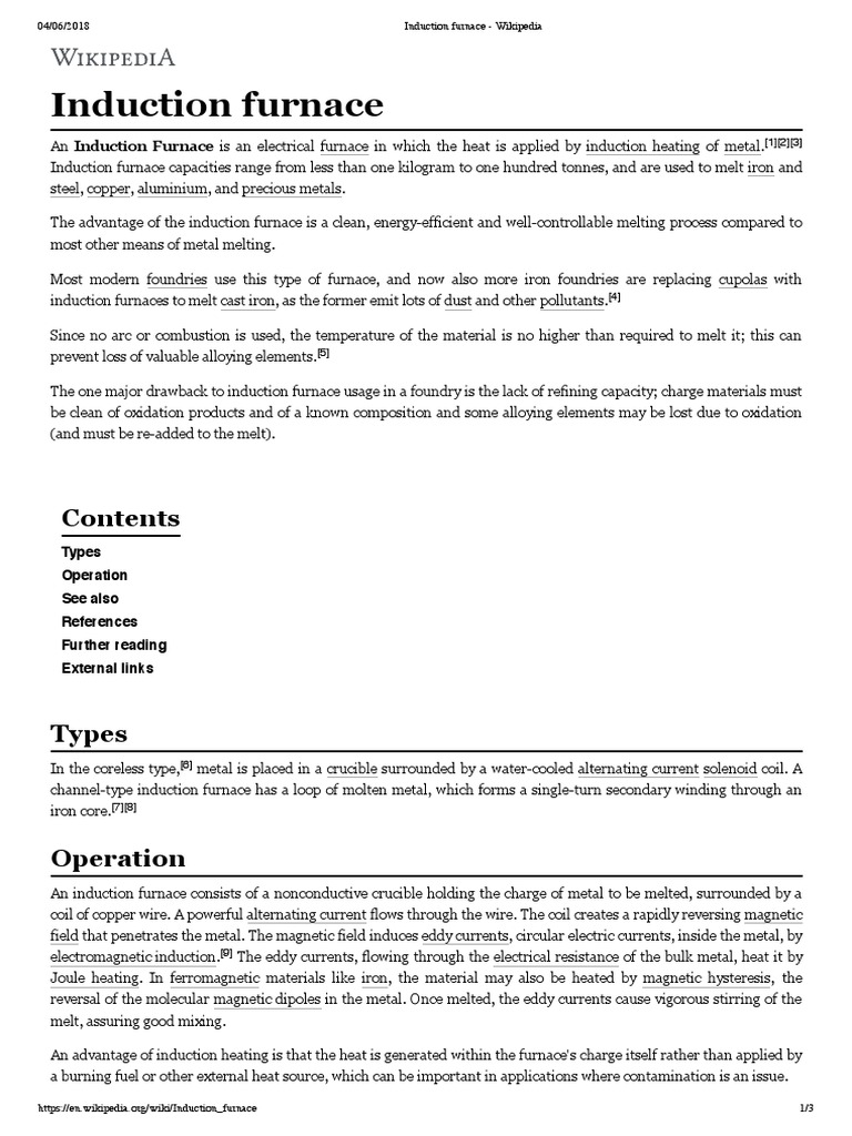 Induction Furnace PDF Physics