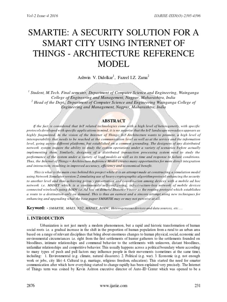 SMARTIE: IoT Security for Smart Cities | PDF | Internet Of Things ...