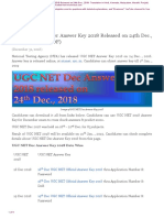 NEWS UGC NET December Answer Key 2018 Released On 24th Dec 2018