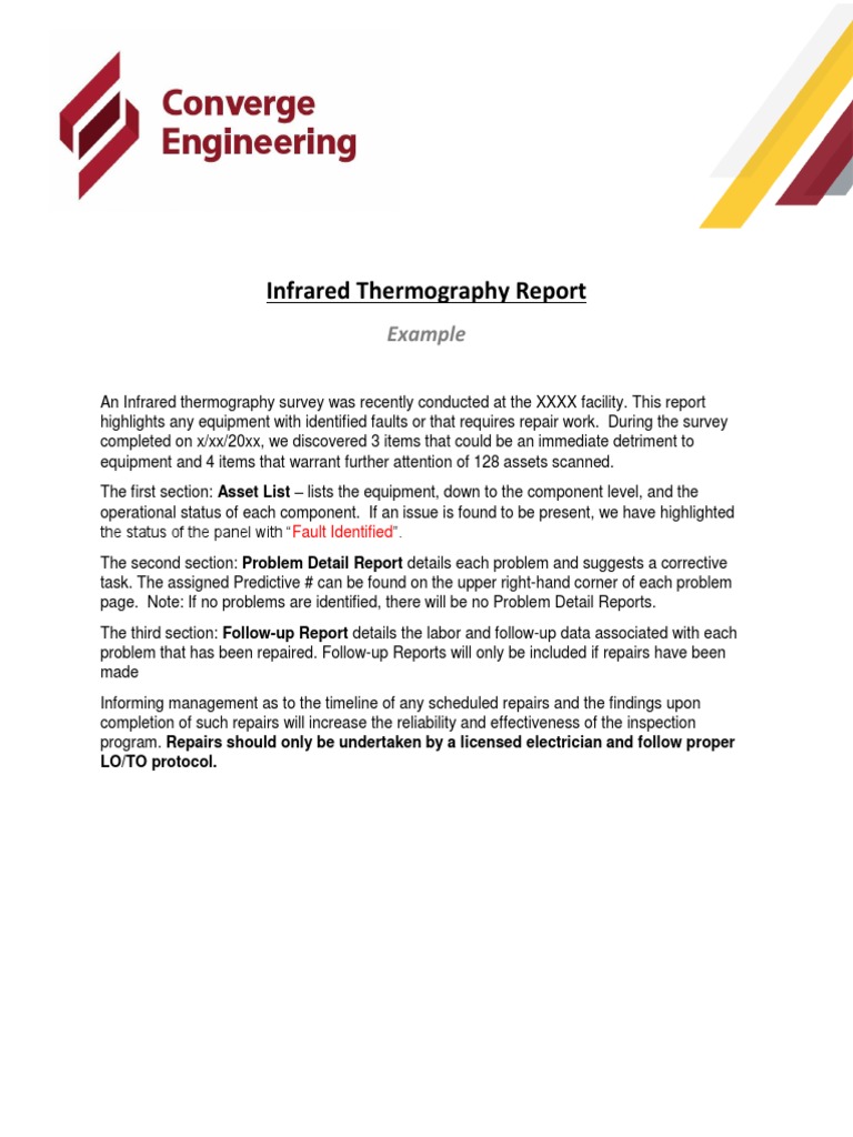 Infrared Thermography Report Example PDF Electrical Equipment