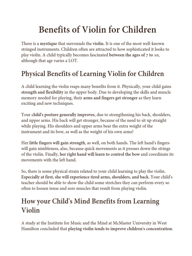 Physical Benefits of Learning Violin For Children | PDF | Violin ...