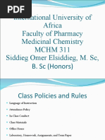 International University of Africa Faculty of Pharmacy Medicinal Chemistry MCHM 311 Siddieg Omer Elsiddieg, M. SC, B. SC (Honors)