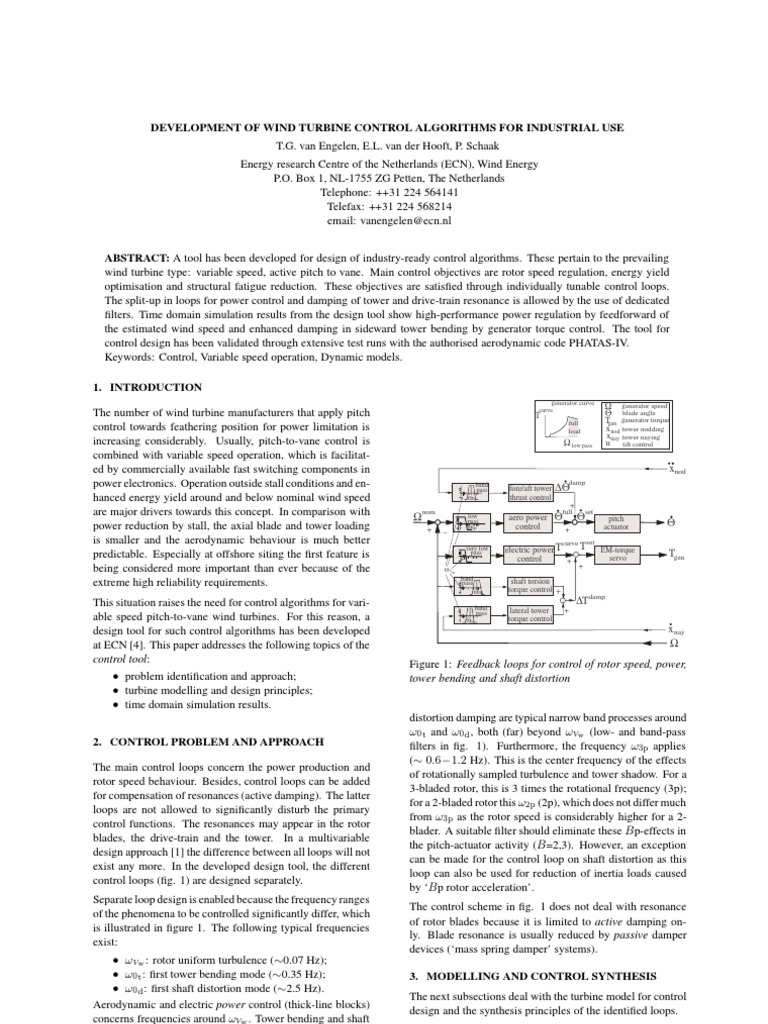 Development of Wind Turbine Control Algorithms Low Pass Filter Turbine