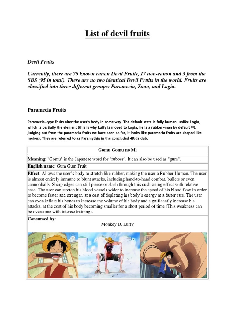 List Of All Devil Fruit Powers Docx Kilogram Nature