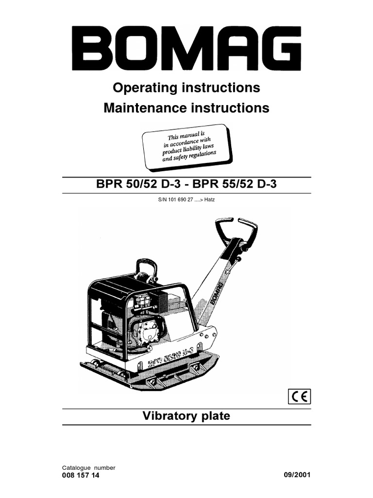 Bomag BPR 50 User Manual PDF | PDF | Motor Oil | Throttle