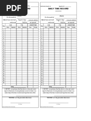Civil Service Form 48 - DTR Blank Form