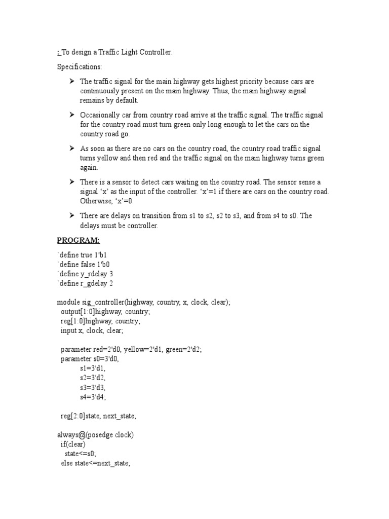Traffic Light Control System Design | PDF | Teaching Methods & Materials