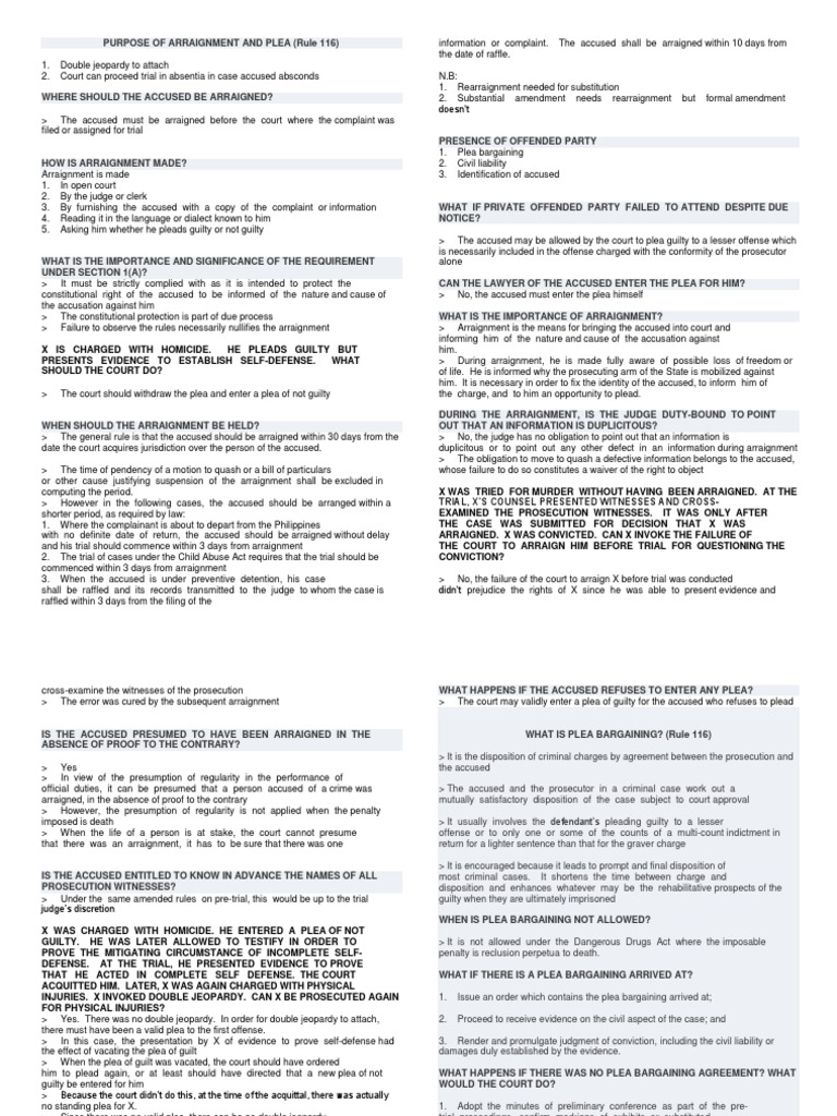 Arraignment and Plea Process (Rule 116) | PDF | Search And Seizure ...