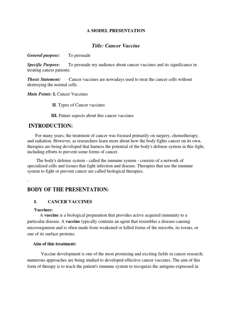 Title: Cancer Vaccine: General Purpose: Specific Purpose | PDF | Cancer ...