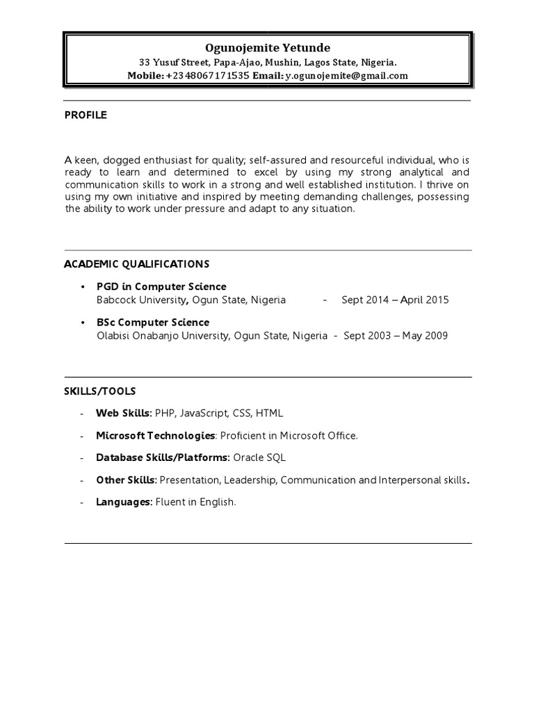 Computer Science Professional Profile | PDF | Databases | Software