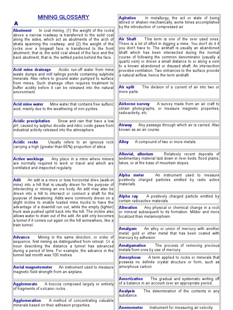 Mining Glossary | PDF